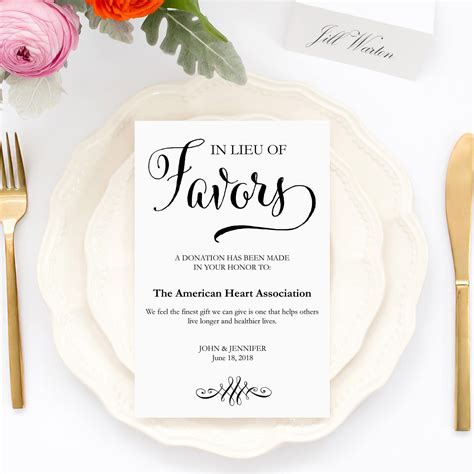 in lieu of wedding favors donation wording|Everything to Know About Charitable Wedding Favors .